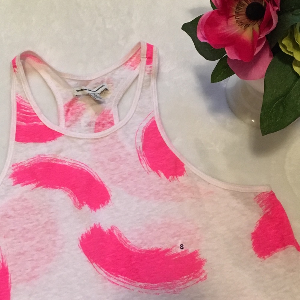 American Eagle White and Hot Pink Racerback Tank